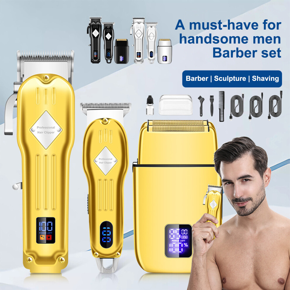 Cordless Hair Clippers Men Trimmer Beard Kit LCD Display 9 Combs