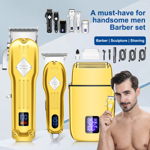 Kabelloser Haarschneider Männer LCD 9 Kämme Barttrimmer