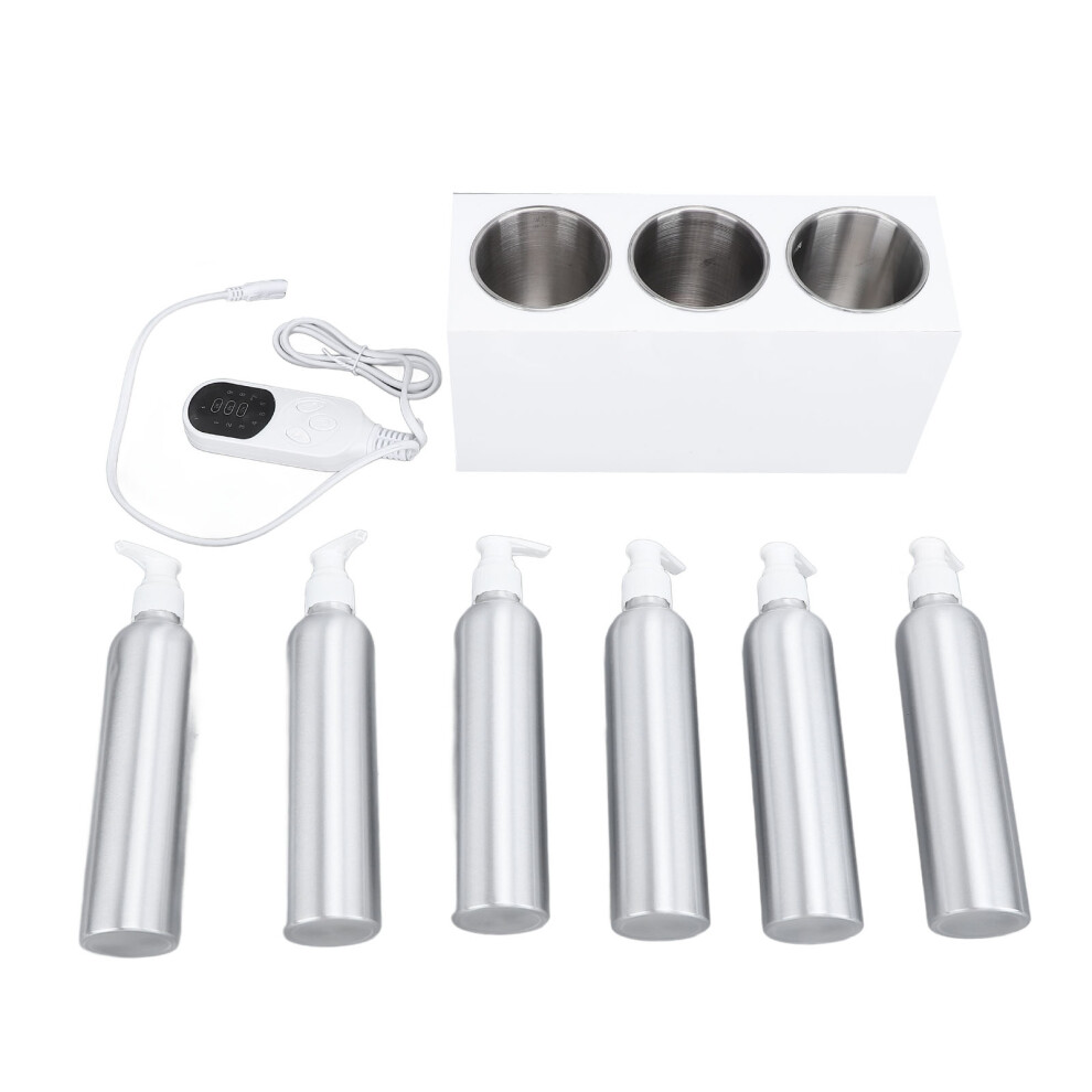 (US Plug) Massage Oil Heater 6pcs Aluminum Bottles Constant Temp Spa Warmer