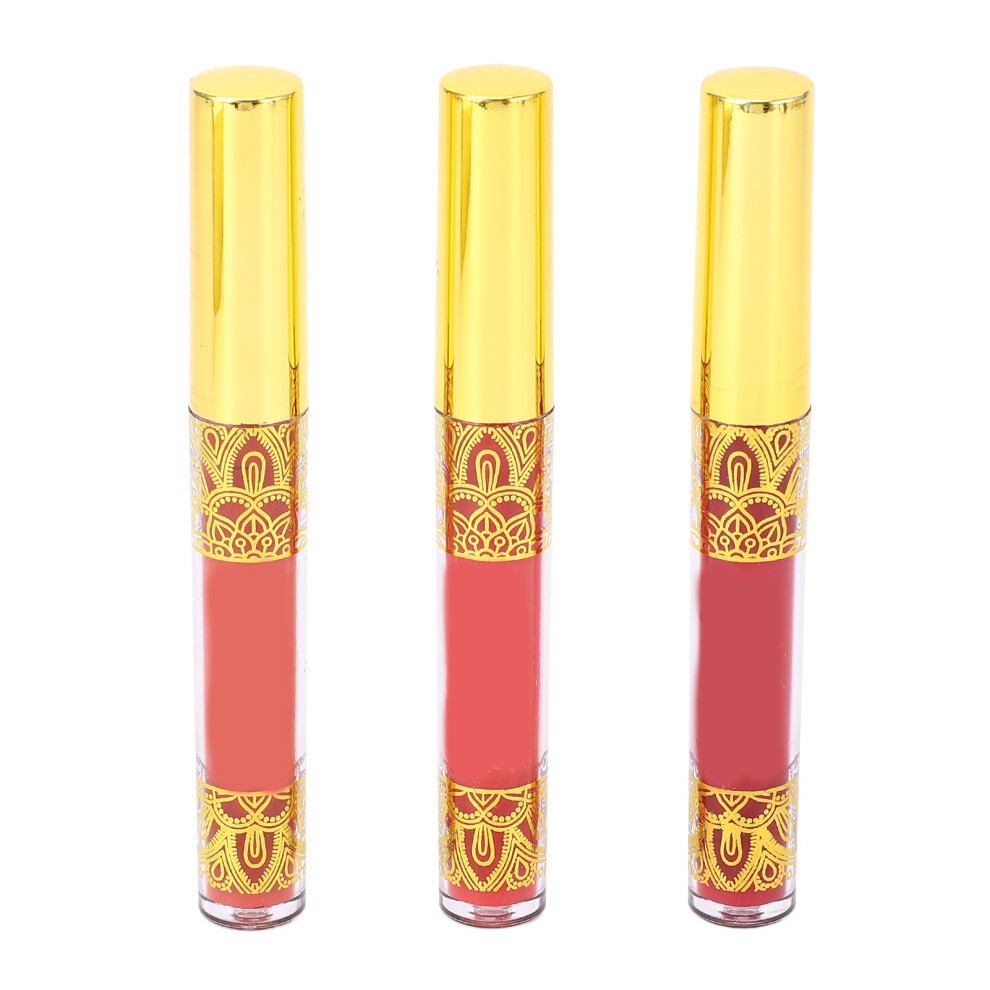 3pcs 2.5ml Golden Matte Lip Gloss Non-Stick Plumping 01 02 03