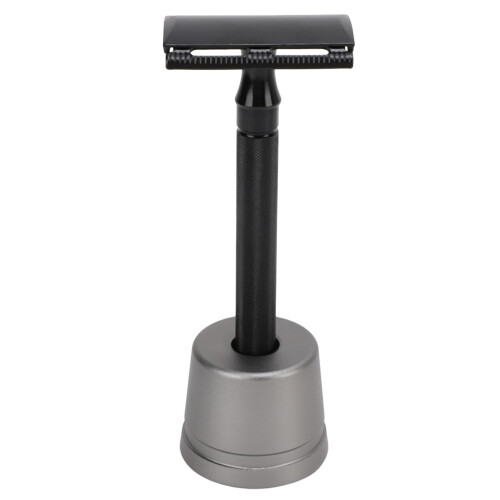 (Black) Doppelschneidiger Barttrimmer, langer Metallgriff, schwarz 1