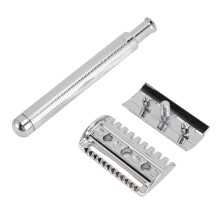 (Silver) Doppelschneidiger Rasierer Vintage manuell silber