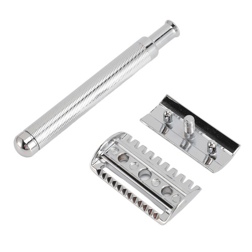 (Silver) Doppelschneidiger Rasierer Vintage manuell silber