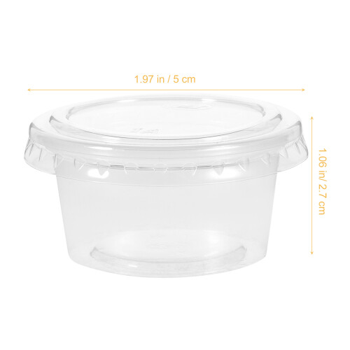 100St 1Oz Engångs Plast Portionsbehållare Med Lock 1