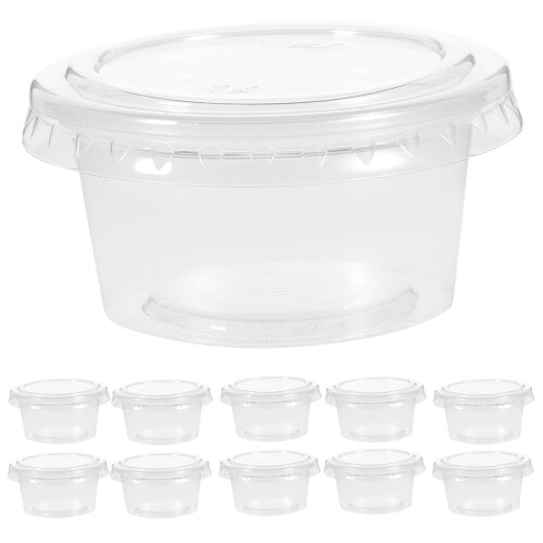 100St 1Oz Engångs Plast Portionsbehållare Med Lock 2