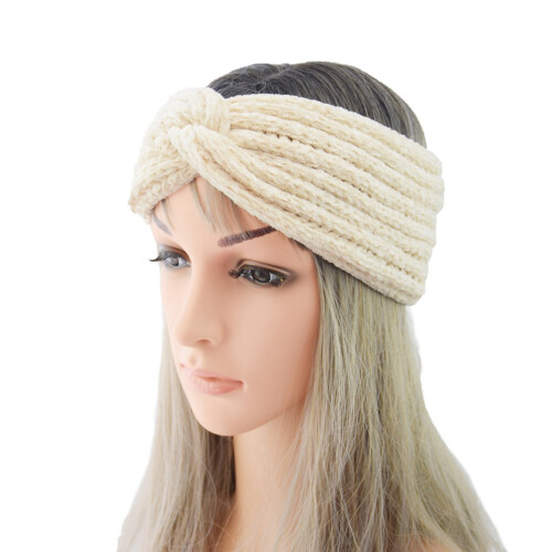 1X Warm Wit Gebreid Haarband Headwrap Vrouwen 1