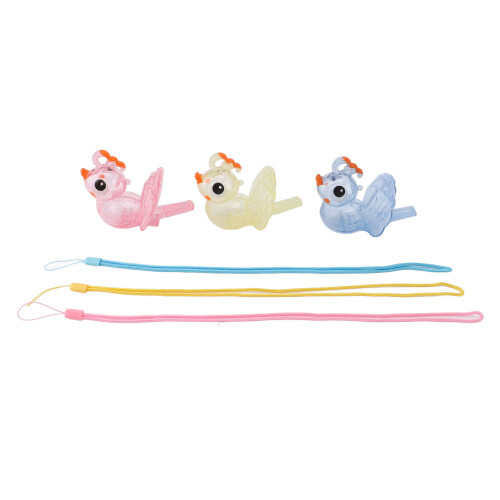 3x Transparante Vogel Waterfluitjes met Lanyards