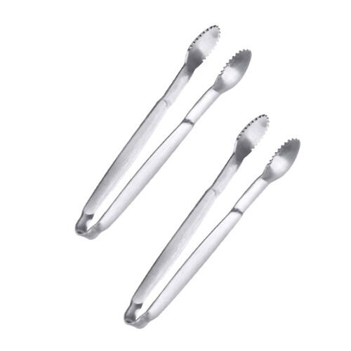 2Stk Rostfritt Isrör Tänger Matklämma Brödklämma (Silver)