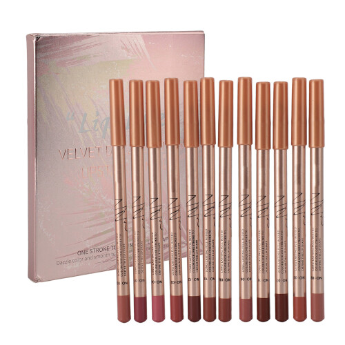 12x Smudge-Proof Lip Liner Set High Pigmented Portable