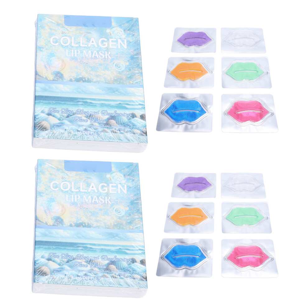 12pcs Collagen Lip Mask Hydrating Exfoliating Pads for Plumping Lips