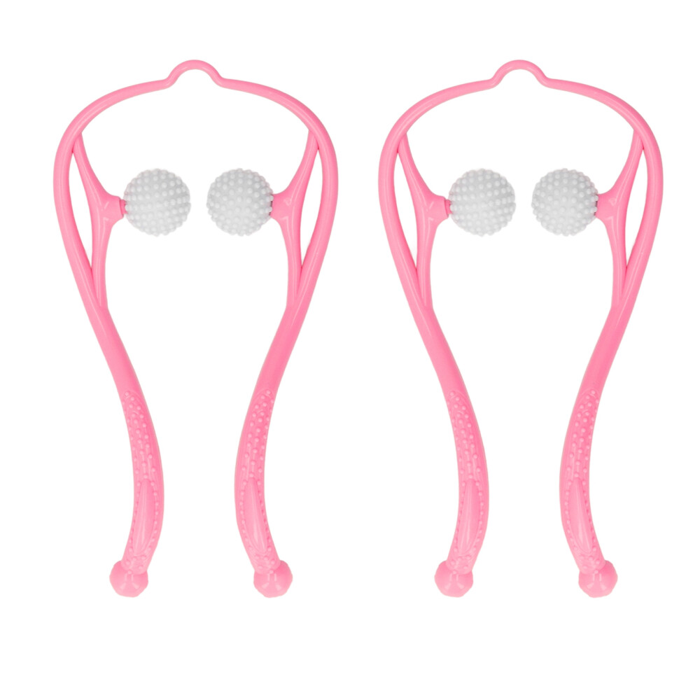 Pink (Pink) 2Pcs Dual Trigger Point Neck Massager Ergonomic Handheld