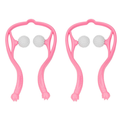 (Pink) 2x dubbele nekmassager ergonomisch roze 1