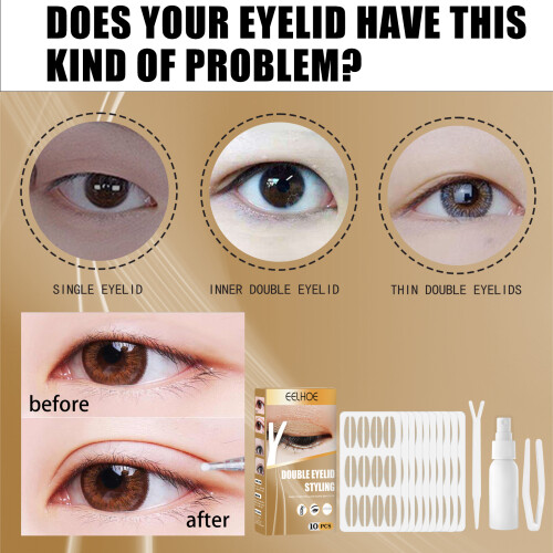EELHOE 10x Unsichtbare Doppel eyelid-Sticker mit Spray 1