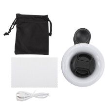 (Black) Macro lens mobiel 3 kleuren lichtjes clip voor wimpers nagels