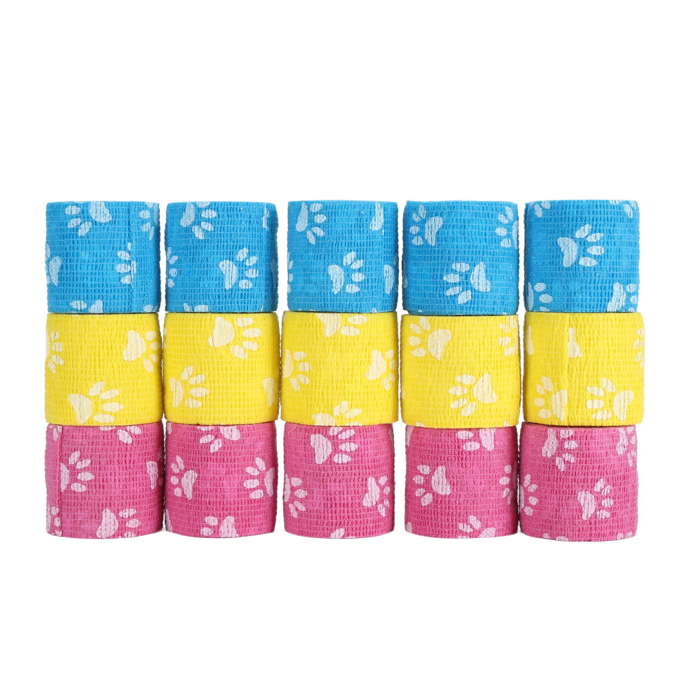 15PCS Tattoo Grip Covers 5cm Wide Paw Print Blue Red Self Adhesive