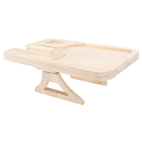 Wooden Sofa Armrest Tray Foldable Clip On Side Table Rotatable Slot