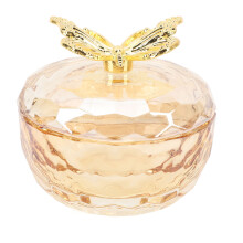 Große transparente Glas-Dappen-Schale mit Metalldeckel