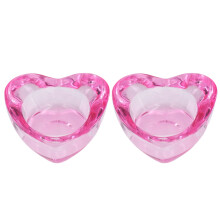 2 Pcs Nail Crystal Mug Thickened Liquid Powder Dappen Dish Pink Heart
