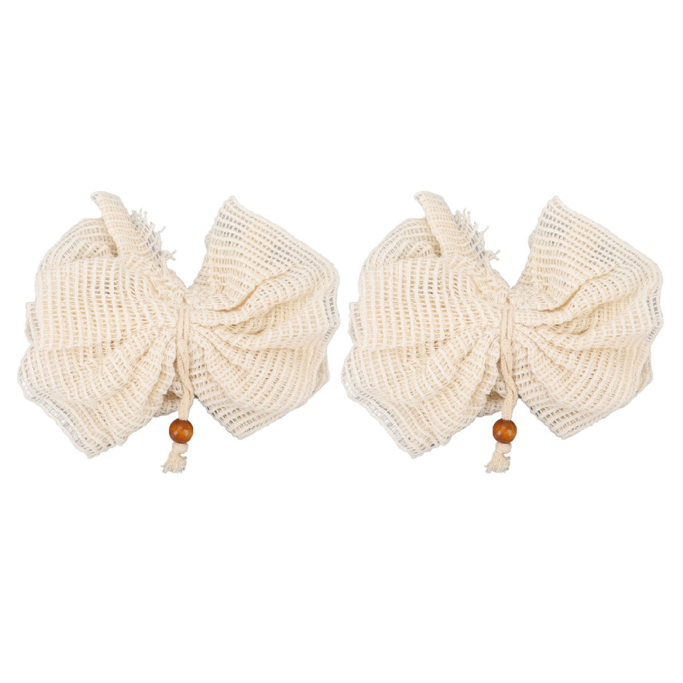 2pcs Ramie Bath Shower Pouf Exfoliating Mesh Soft Scrubber