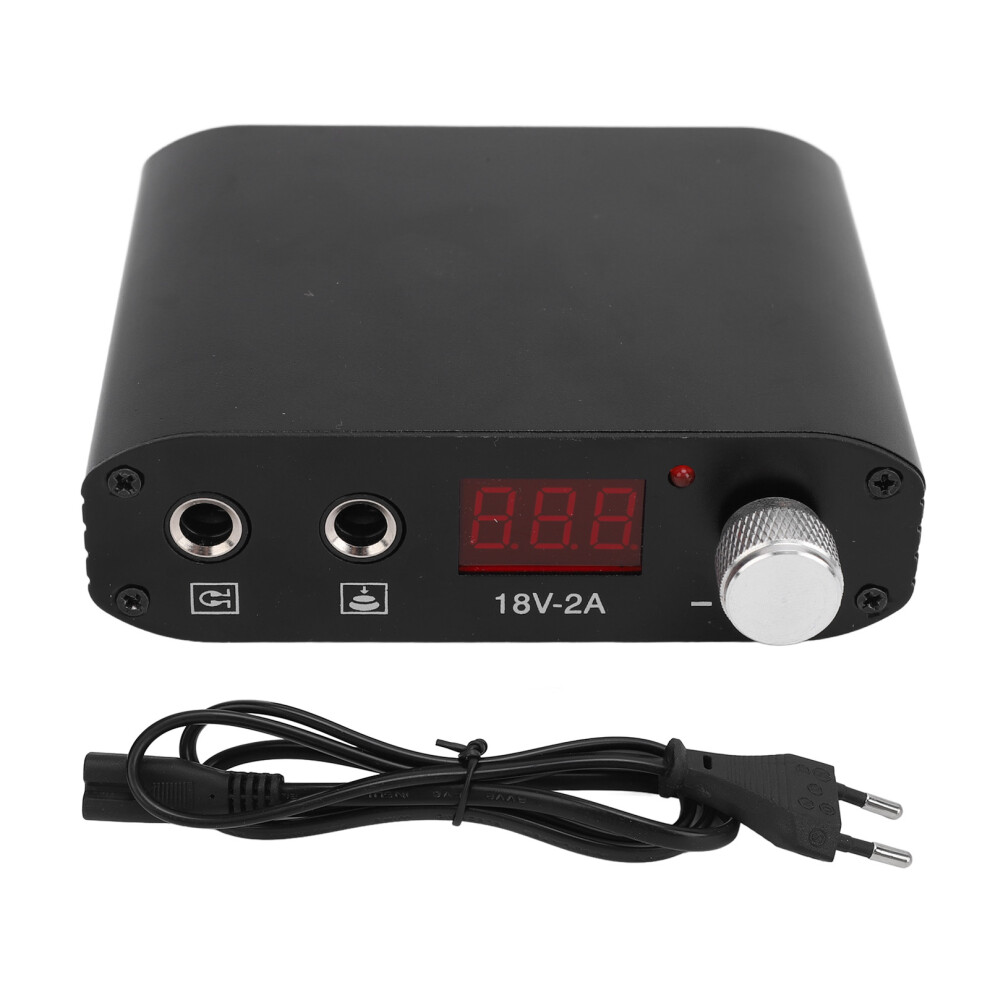 (Eu Plug) Mini Lcd Tattoo Power Supply Foot Pedal Digital 90-265V Eu Plug Black 461605322384