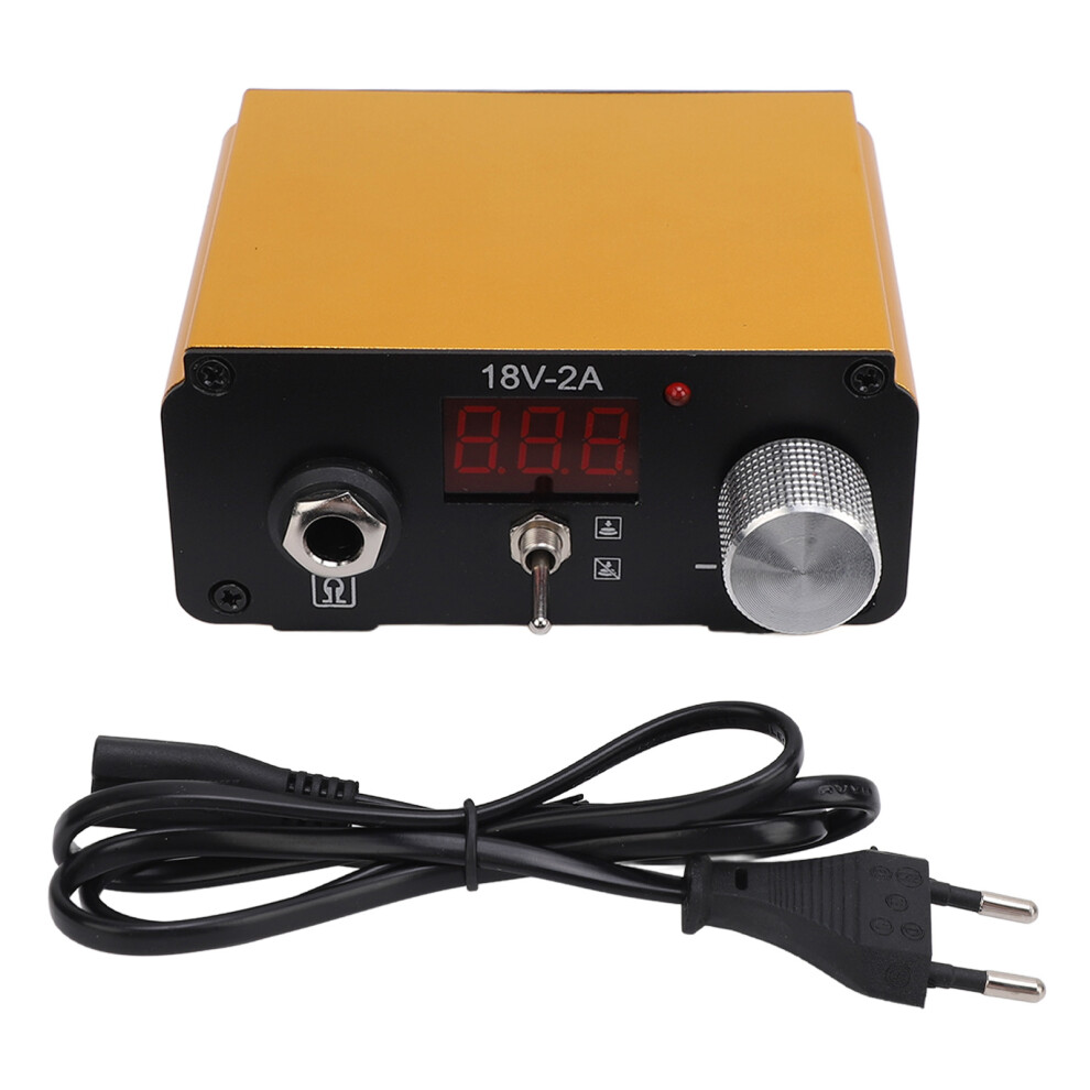 (EU Plug) Tattoo Power Supply 2 Modes LCD Display High Accuracy Voltage Gold