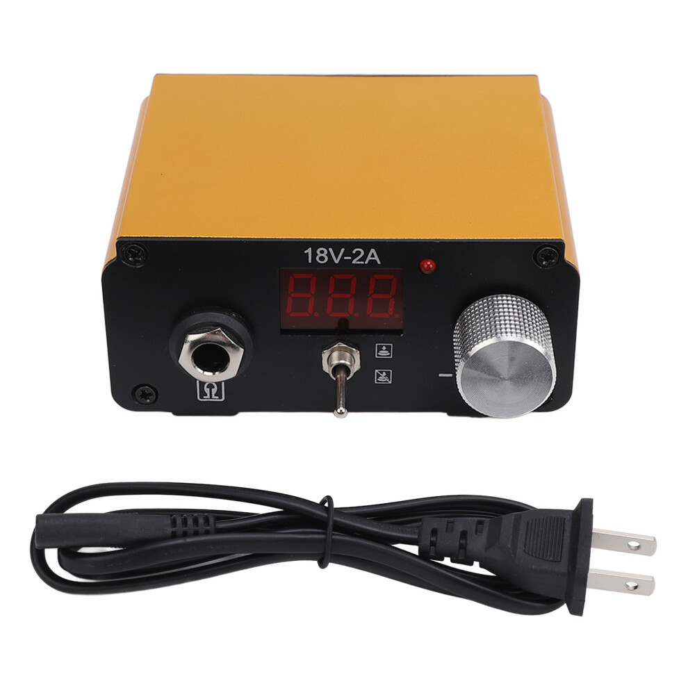 (US Plug) Tattoo Power Supply 2 Modes LCD Display High Accuracy Voltage Gold