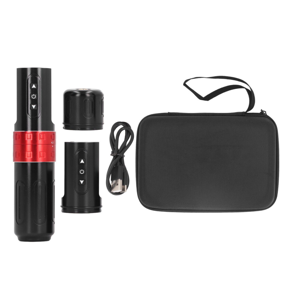 () Wireless Tattoo Machine Double Battery 1500Mah Lcd Rca Red/Gold 461605322766