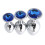 Tappo anale alluminio con gioiello 3 taglie argento 1