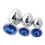Tappo anale alluminio con gioiello 3 taglie argento 4