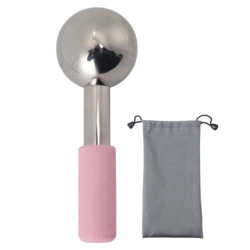 Eisgloben-Facial-Kompress Edelstahl-Roller Pink