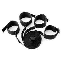 (Black) Bed Bondage Strap Nylon Metal Buckle Wrist Ankle Restraints Black