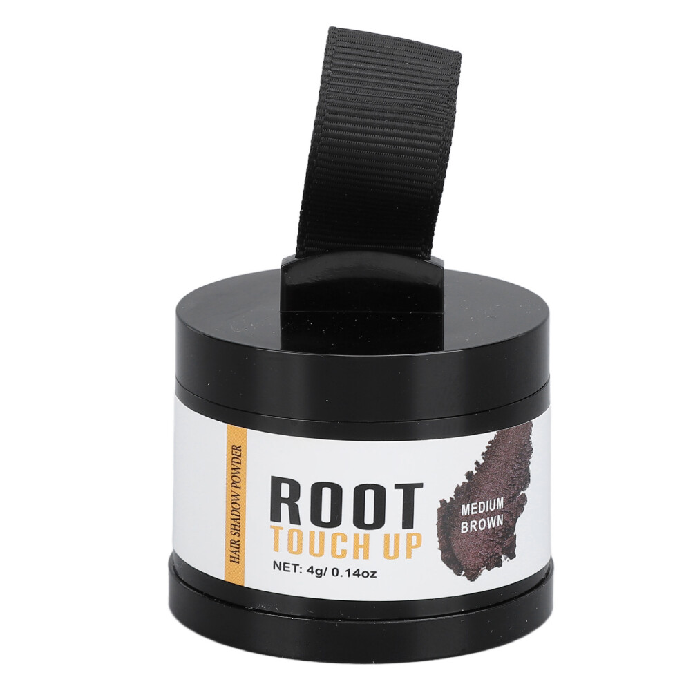 White,Brown,Grey (Med Brown) Hairline Shadow Pressed Powder White Grey Root Covering 4G Med Brown