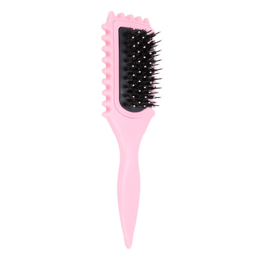 (Pink) Styling Brush Soft Bristles Ergonomic Handle Curl Defining Green 1