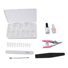 550 Stks Helder Coffin Nageltips met Liem Buffer
