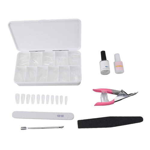 550 Stks Helder Coffin Nageltips met Liem Buffer