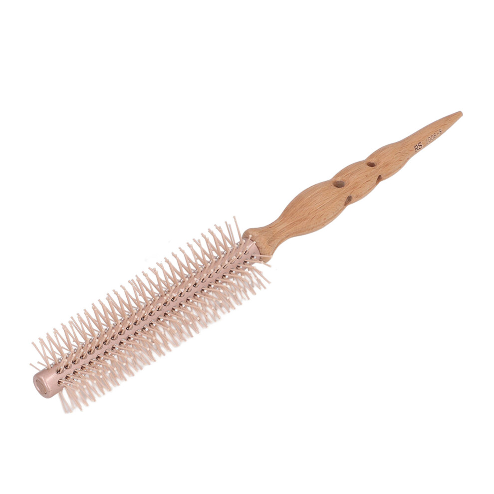 Round Hair Brush Nylon Bristles Wood Barrel Styling Tool