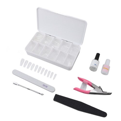 550 Stks Helder Coffin Nageltips met Liem Buffer 2