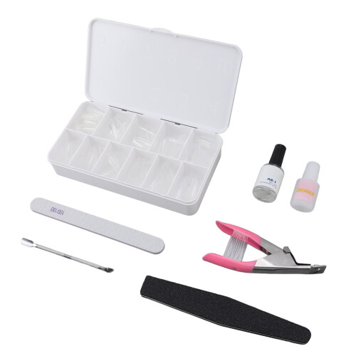 550 Stks Helder Coffin Nageltips met Liem Buffer 1