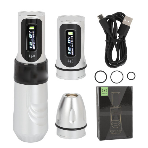 (Silver) Draadloze tattoo pen 2000mAh groen