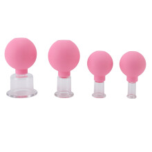 4 Größengröße Gesichtsbecher Set Glas Silikon Vakuum Sauger