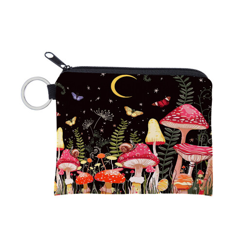 Cute Mushroom Pattern Coin Purse Card Holder and Keychain Great
