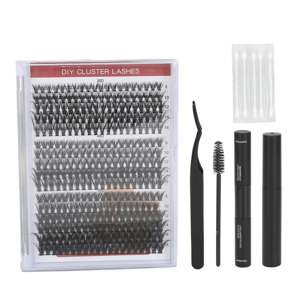 (16 Rows of 30D+40D+50D Combination) Lash Extension Kit 16 Rows 30D+40D Reusable Clusters Bond Tweezers