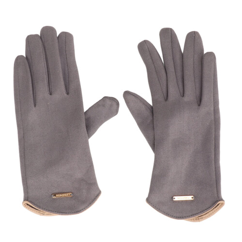 (Gray) Damen Winterhandschuhe aus Wildleder Touchscreen Warm Grau