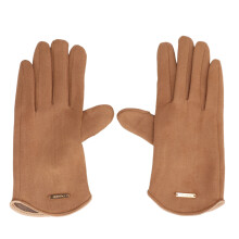 (Khaki) Women Winter Gloves Suede Touch Screen Warm Gray