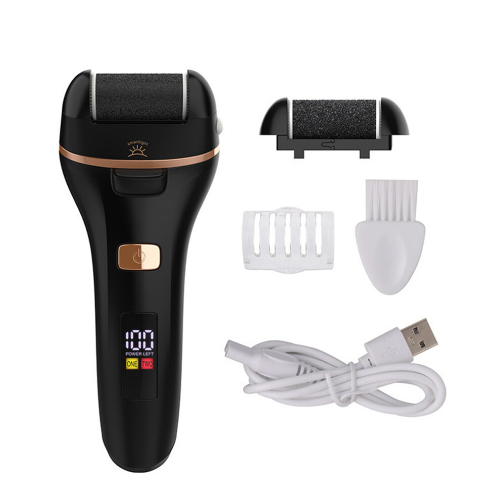 Electric Foot Grinder LED Light Callus Remover 2 Heads 2 Speeds