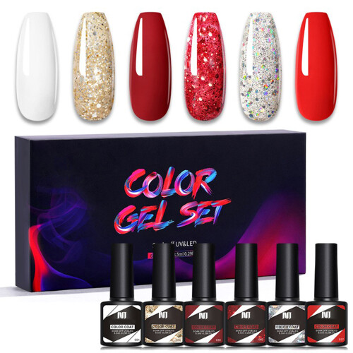 6 Farben Gel Nagellack Set UV/LED abwaschbar 1