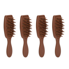 (Brown) 4pcs Silicone Hair Scalp Massager Shampoo Brush Long Handle