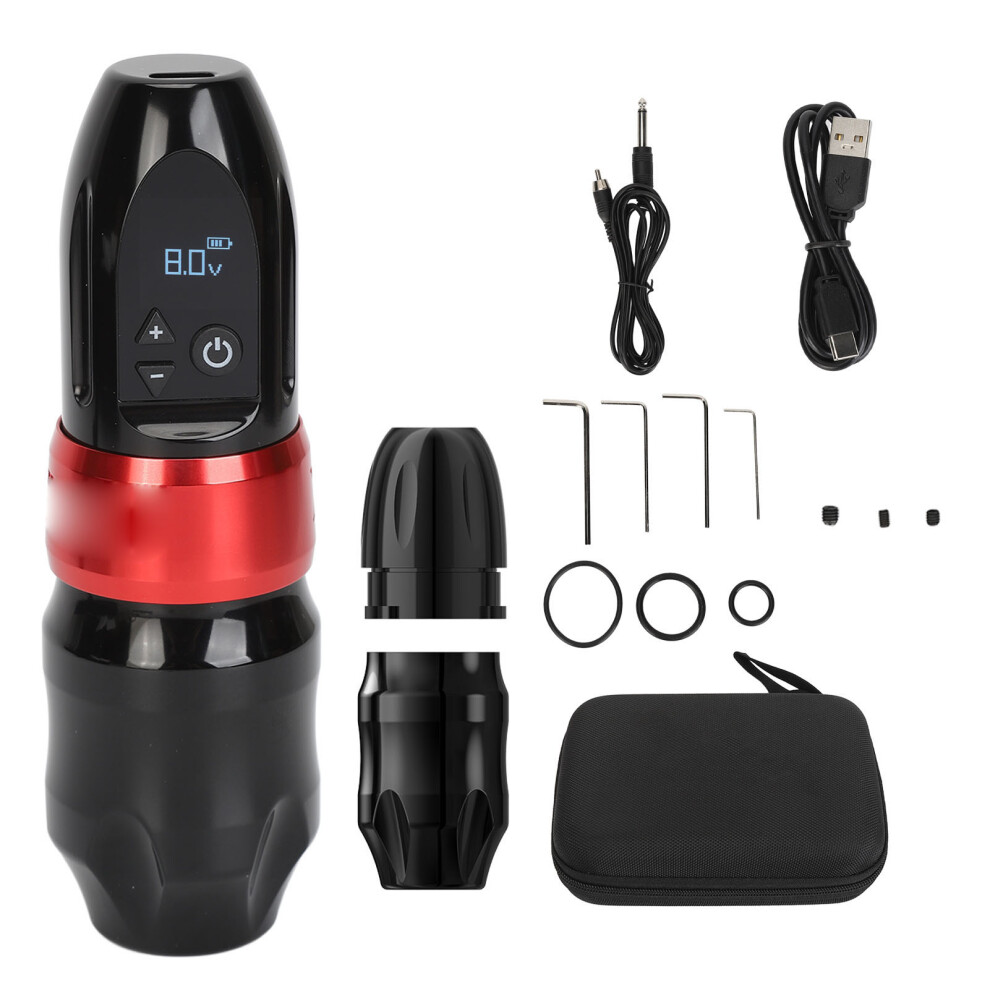 () Wireless Tattoo Pen 2400Mah Rotary Machine With Rca Connector Red/Black 461605354439