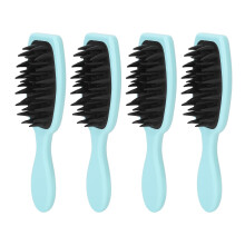(Blue Handle Black Teeth) 4st Hoofdhuid Massage Shampoo Borstel Zachte Borstels Silicone