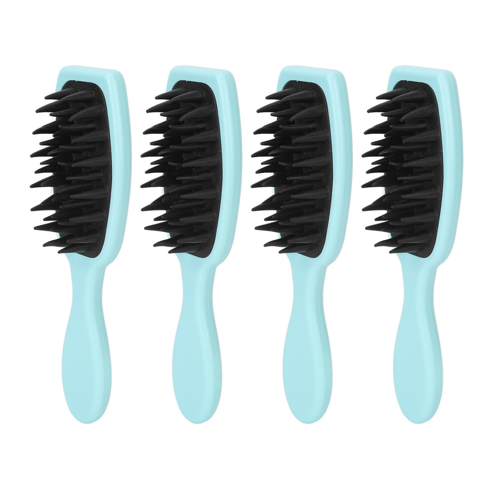 Blue/Black ( Handle Teeth) 4Pcs Scalp Massager Shampoo Brush Soft Bristles Silicone